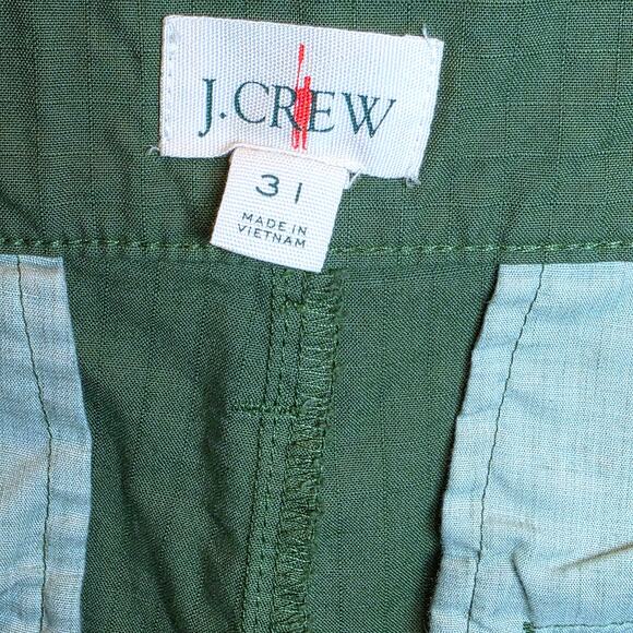 J. Crew Cargo Pants Ripstop Cotton Sz 31 12 Green Straight Leg Crop High Rise - Picture 10 of 15